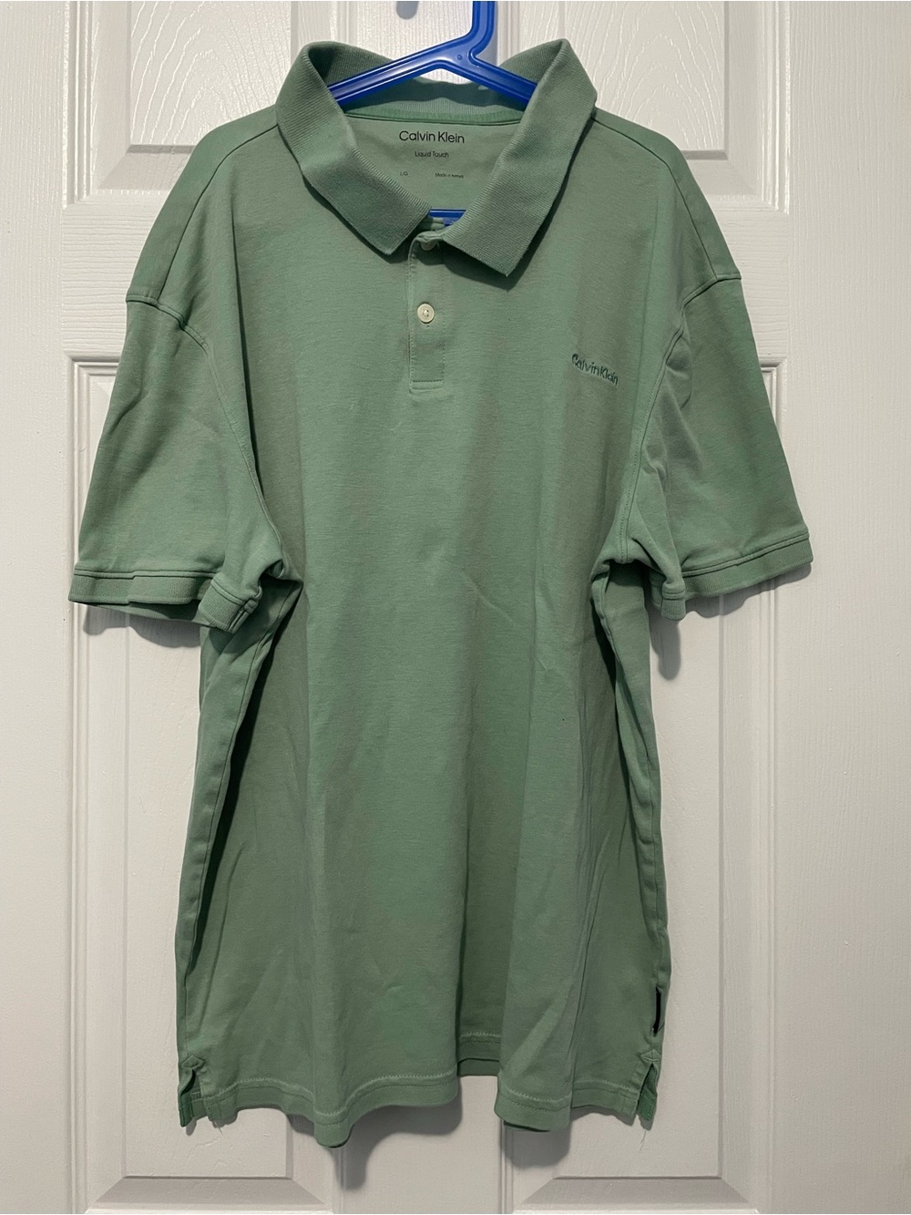 Calvin Klein Men's Sage Green Short-Sleeve Polo